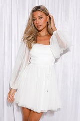 Sweet Smiles Tulle Mini Dress White