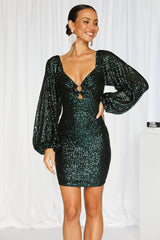 Cocktails On The House Dress Green Sequin