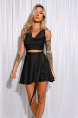 Summer Fuse Satin Mini Dress Black