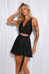 Summer Fuse Satin Mini Dress Black