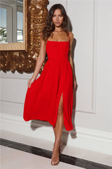 Moody Vibes Midi Dress Red