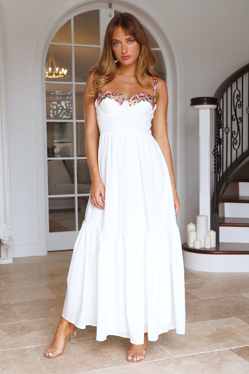 Garden Delight Maxi Dress White