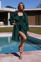 SNDYS May Trench Coat Forest Green