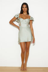 Dance With You Satin Mini Dress Sage