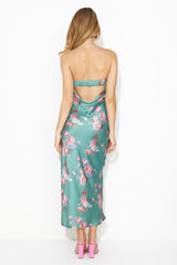 Scent Of Pretty Satin Maxi Dress Green