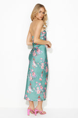 Scent Of Pretty Satin Maxi Dress Green