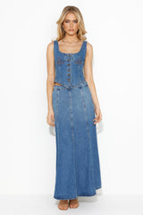 LIONESS After Hours Corset Blue Denim