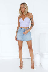 Hot Date Night Strapless Mesh Crop Top Lilac