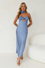Trend Lover Satin Maxi Dress Blue