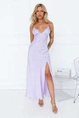Explain Yourself Satin Maxi Dress Lilac