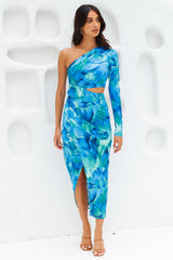 Oceanic World Midi Dress Blue