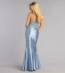 Sinclair Satin Corset Slit Formal Dress