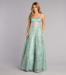 Aria Glitter Sequin Mesh A-Line Gown