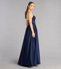 Ivana Satin Ball Gown With Pockets