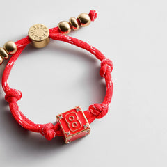 Block Party Varsity Number Custom Bracelet  - Cherry Red Single Digit