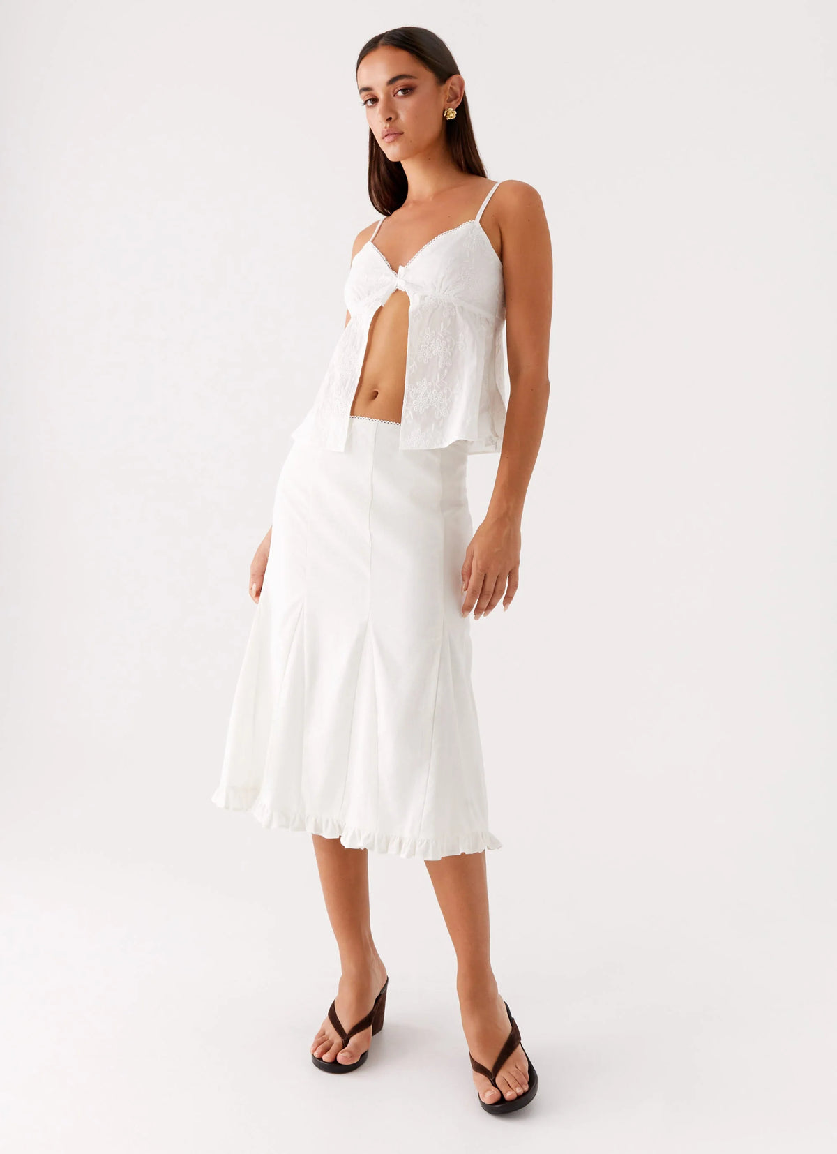 Alec Midi Skirt - White