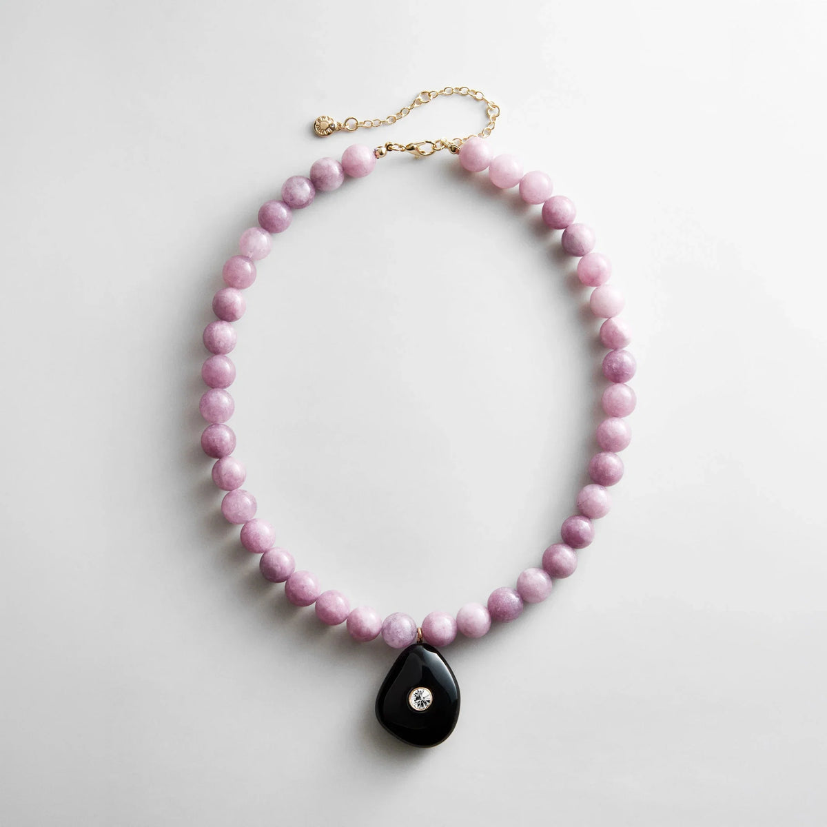 Jamie Semi-Precious Beaded Necklace - Light Amethyst/Black Hypersthene