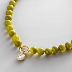 Janette Beaded Ring Necklace - Olive