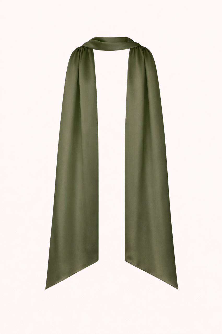 Satin Neck Scarf Olive Green