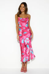 Silky Silhouette Midi Dress Pink